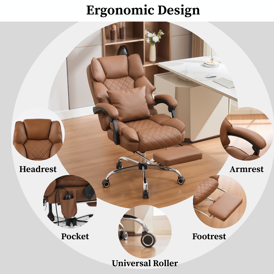 Ergonix Office Chair with 2-Point Kneading Massage & Heating Functions
