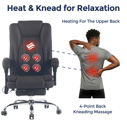 Orbis Heated & 4-Point Kneading Massage Reclining Office Chair