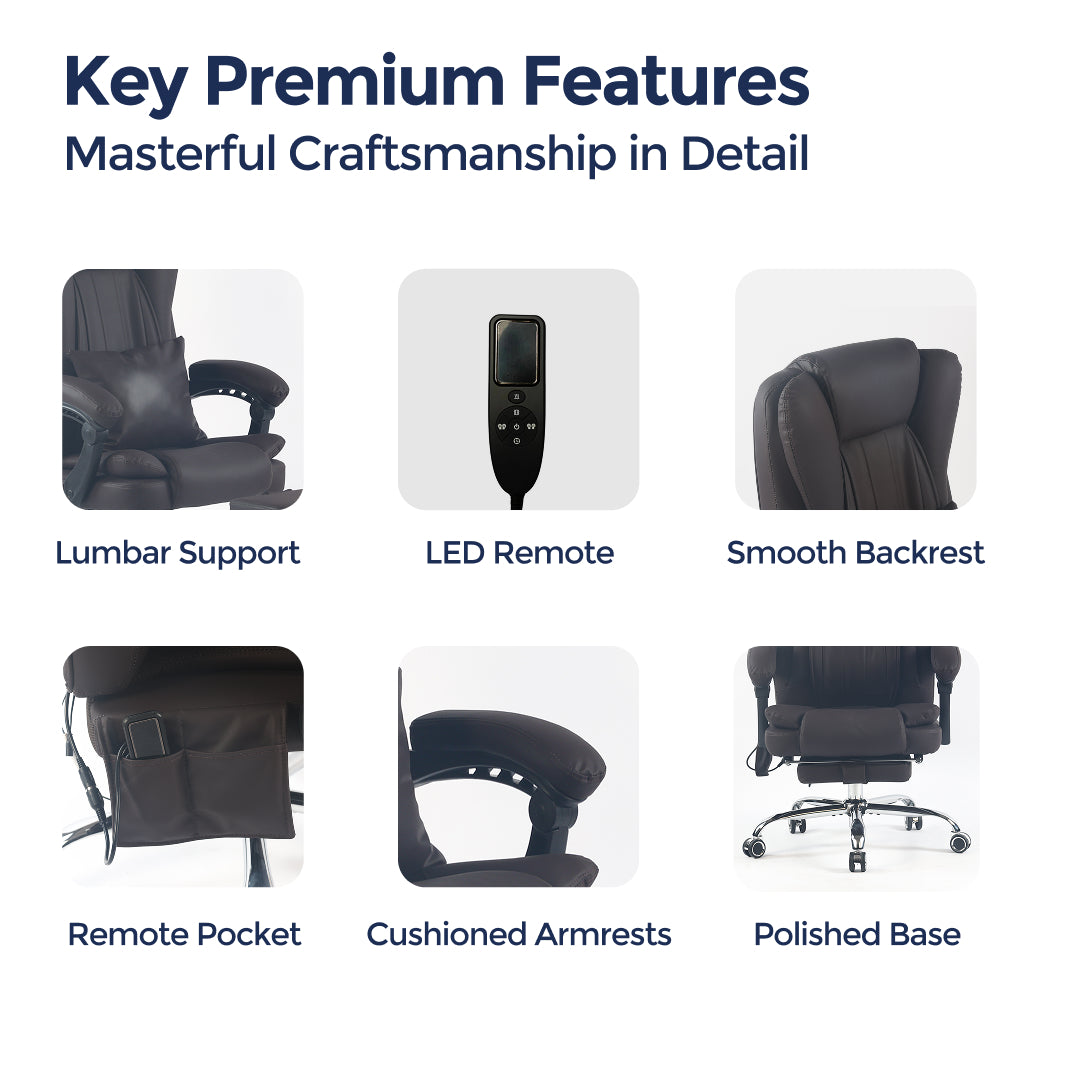 Orbis Heated & 4-Point Kneading Massage Reclining Office Chair