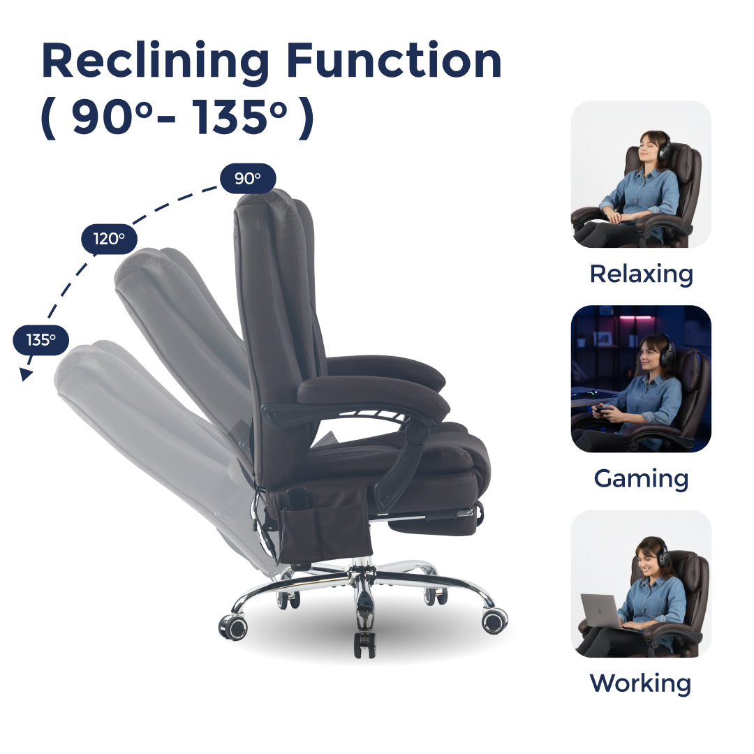 Orbis Heated & 4-Point Kneading Massage Reclining Office Chair