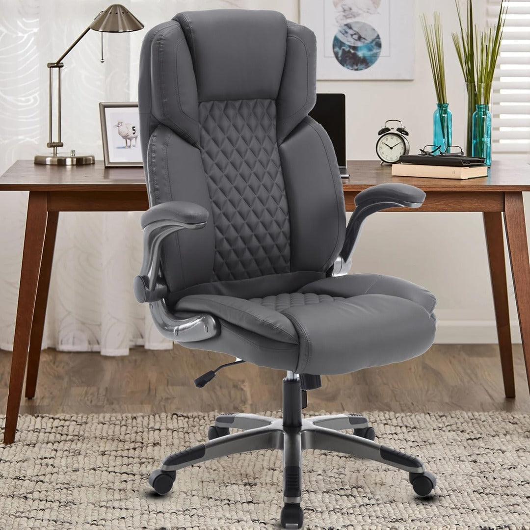 Leather Office Chair with Flip up Arms