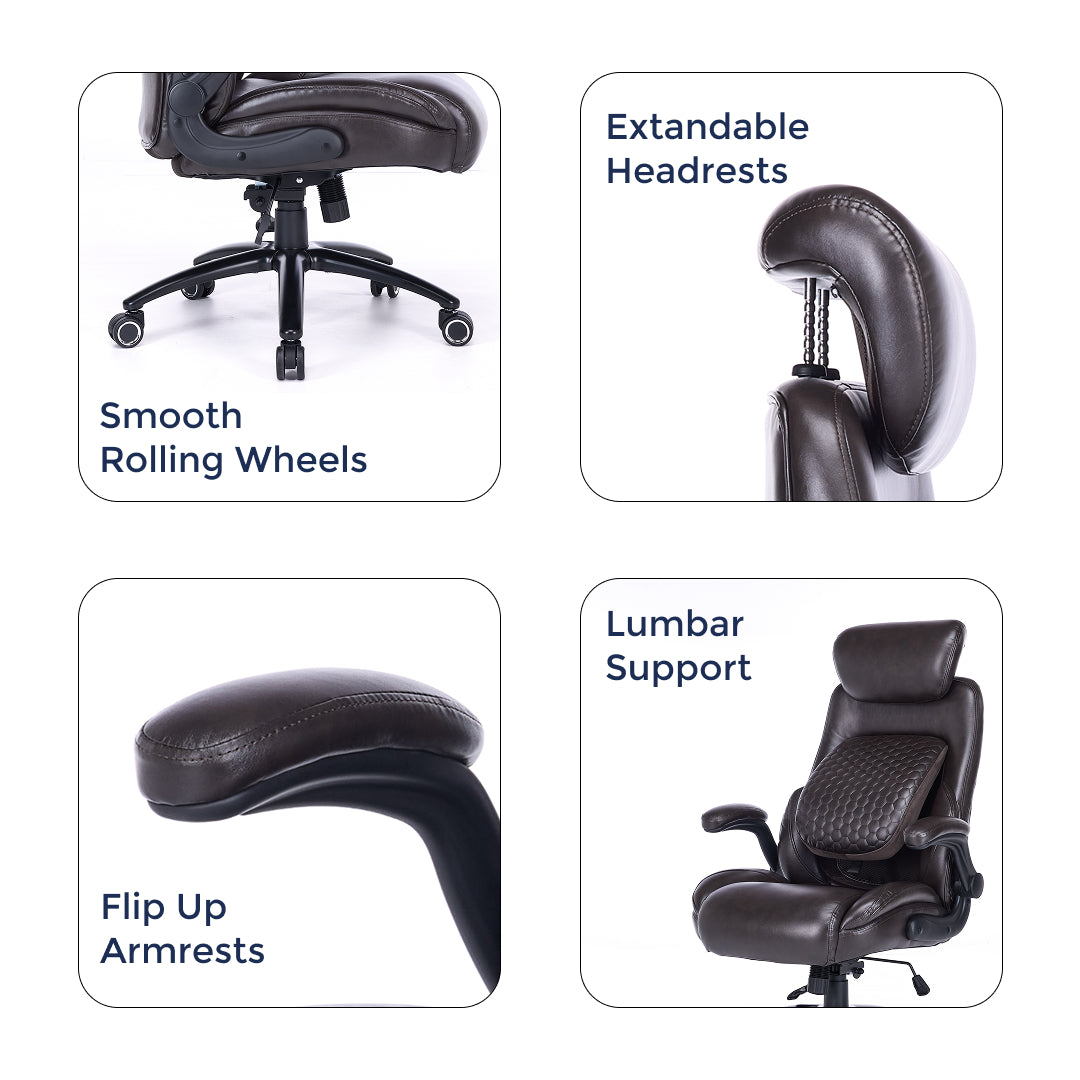 Q-Seat Ergonomic Chair | 350 lbs | Adjustable Armrest, Headrest & Lumbar