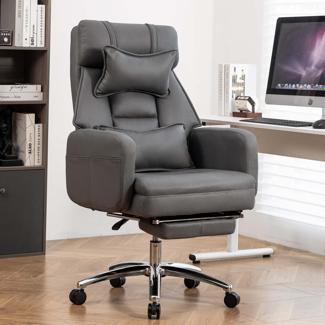 High Back Tall Executive Office Chair With Footrest and Recliner