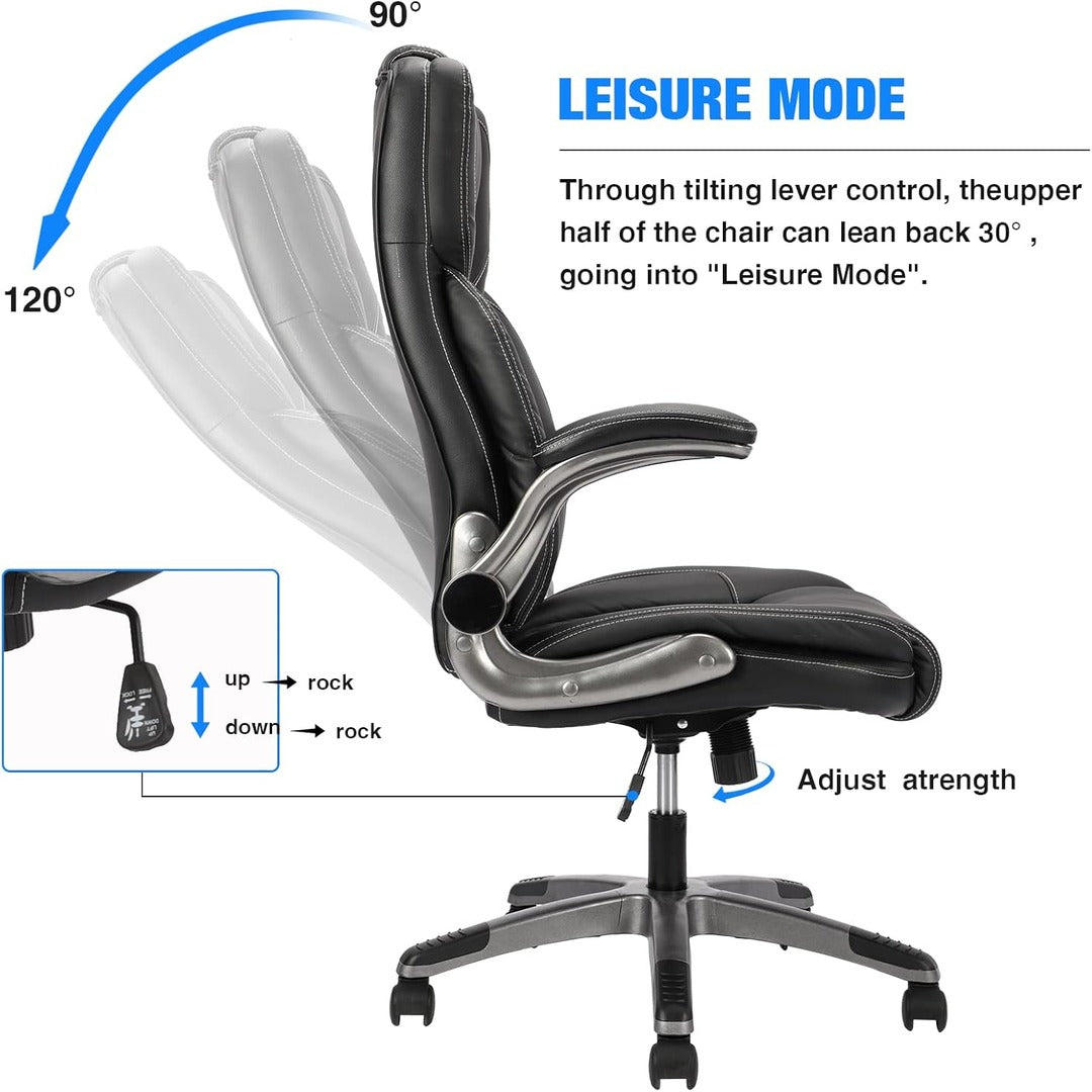 Leather Office Chair with Flip up Arms