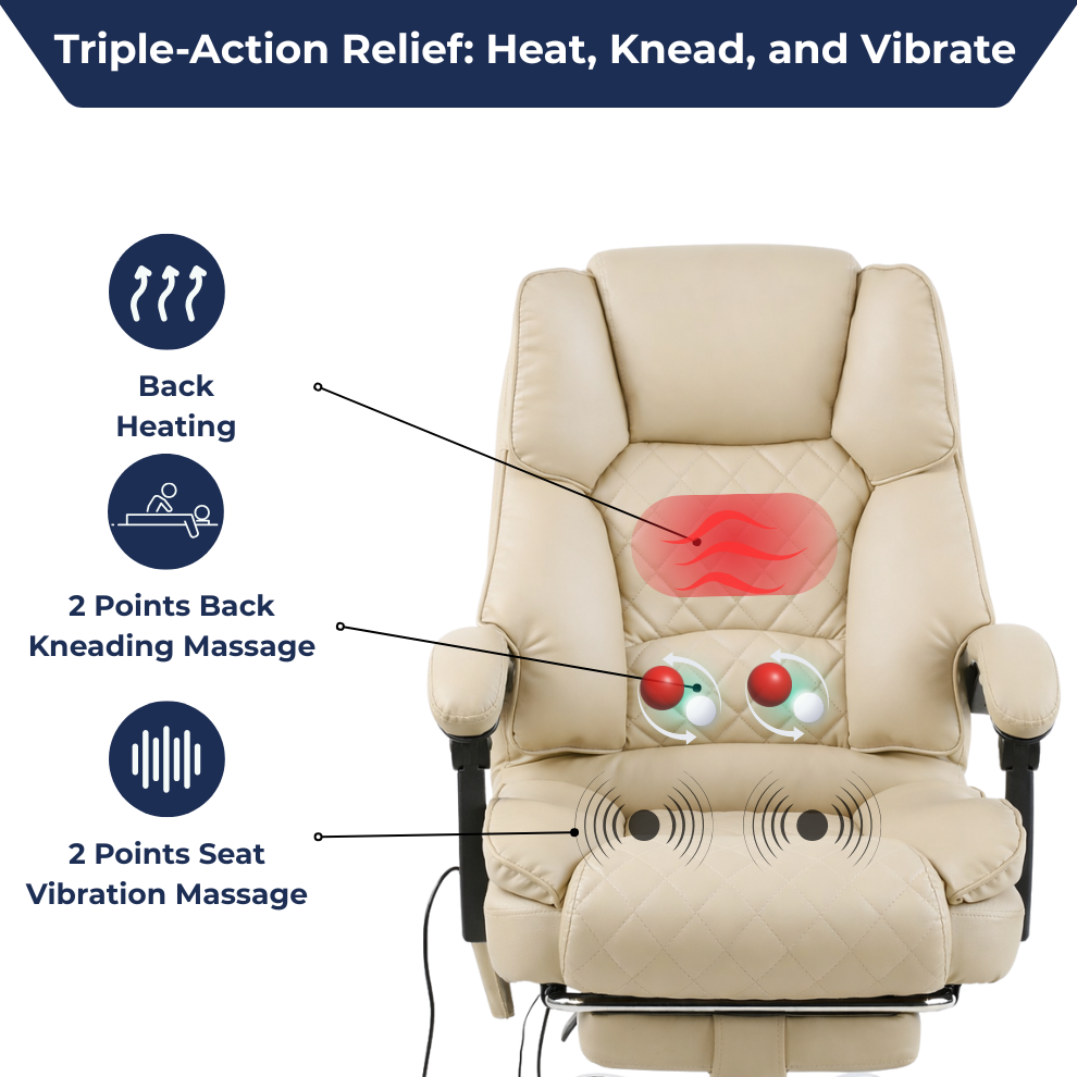 Ergonix Heated & 2-Point Kneading Massage Reclining Office Chair