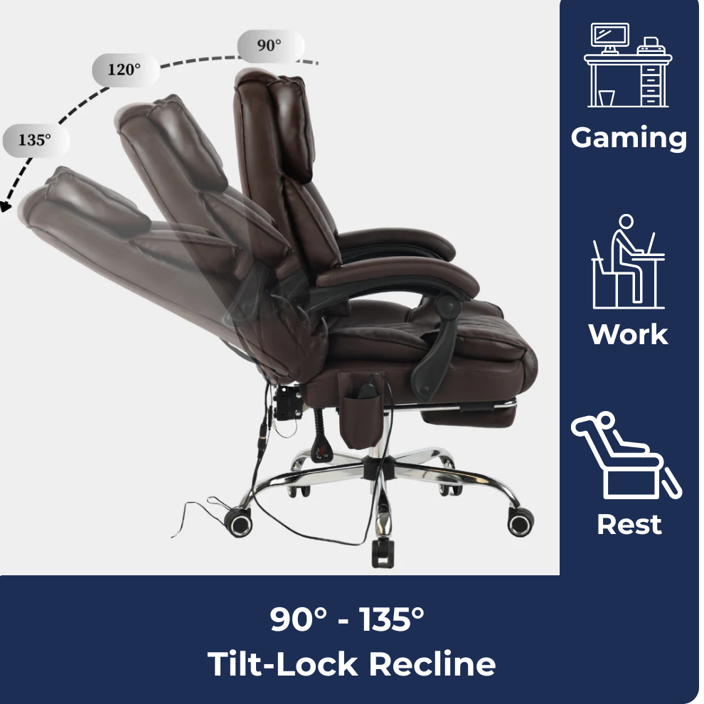 Ergonix Heated & 2-Point Kneading Massage Reclining Office Chair