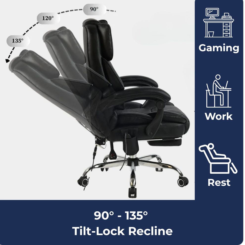 Ergonix Heated & 2-Point Kneading Massage Reclining Office Chair