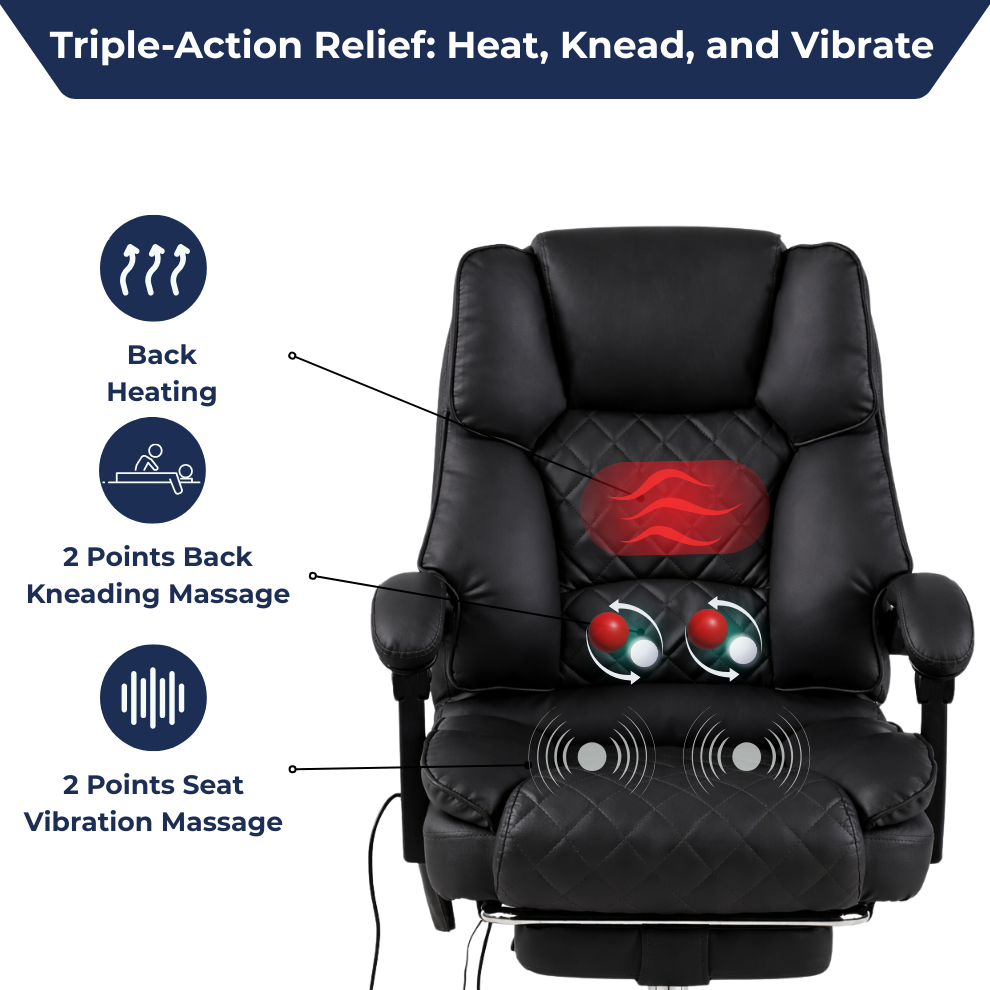 Ergonix Heated & 2-Point Kneading Massage Reclining Office Chair