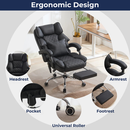 Ergonix Heated & 2-Point Kneading Massage Reclining Office Chair
