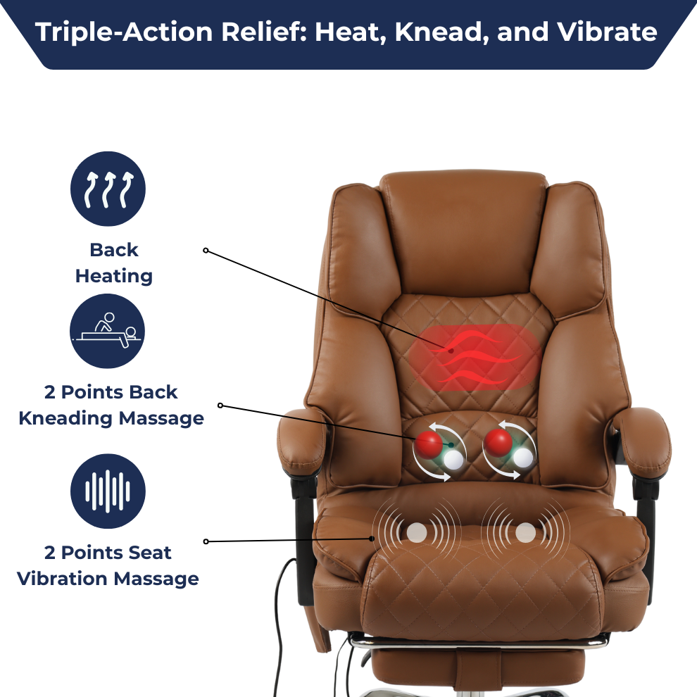 Ergonix Heated & 2-Point Kneading Massage Reclining Office Chair