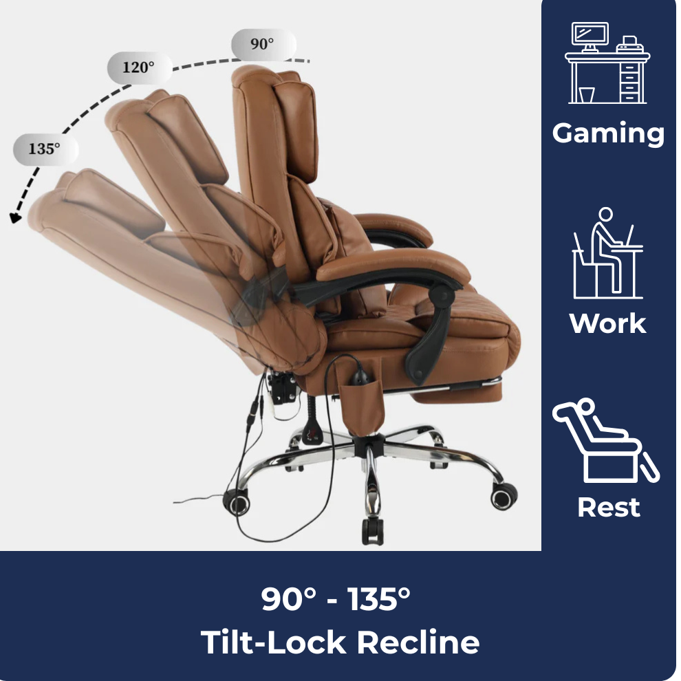 Ergonix Heated & 2-Point Kneading Massage Reclining Office Chair
