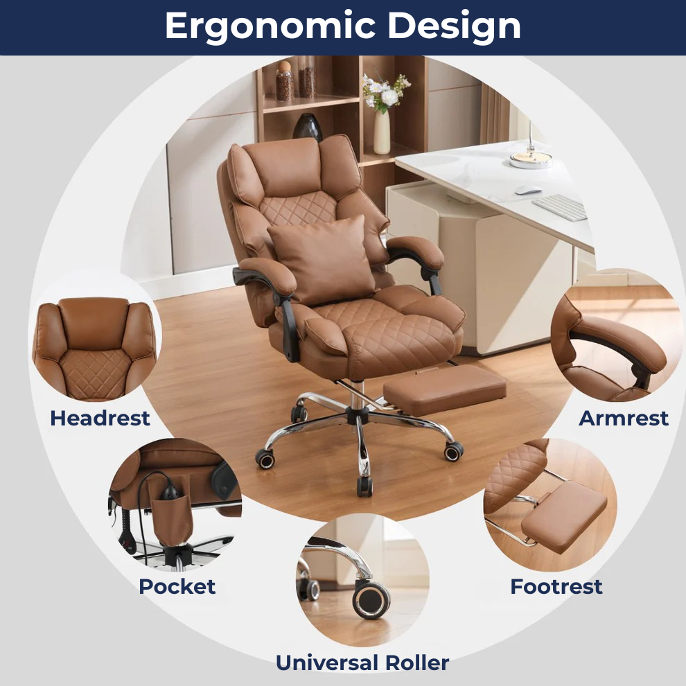 Ergonix Heated & 2-Point Kneading Massage Reclining Office Chair