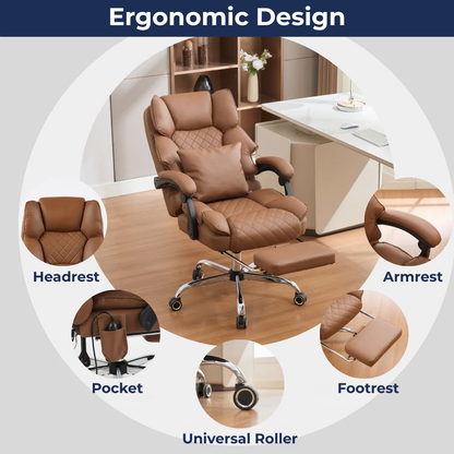 Ergonix Heated & 2-Point Kneading Massage Reclining Office Chair