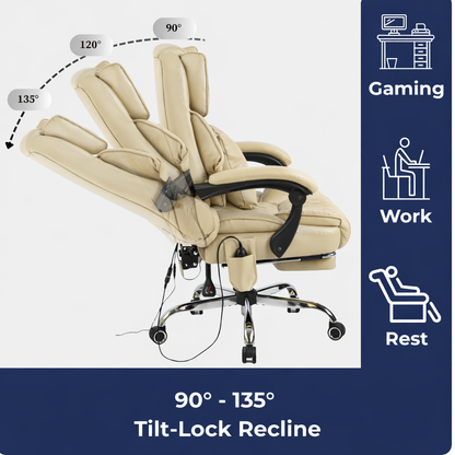 Ergonix Heated & 2-Point Kneading Massage Reclining Office Chair
