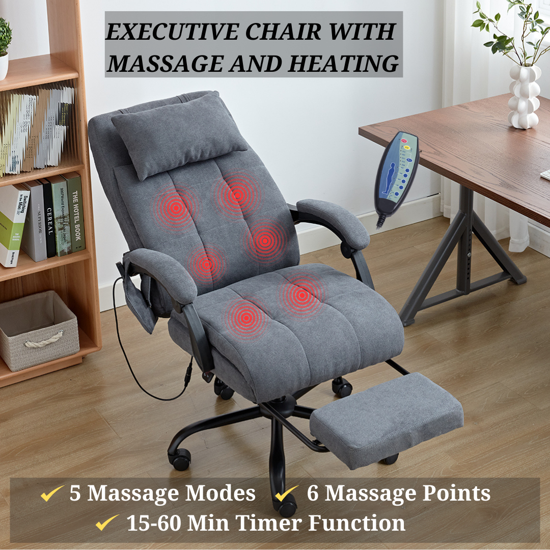 Luxor Heat & Vibrating Massage Office Chair with Reclining Features