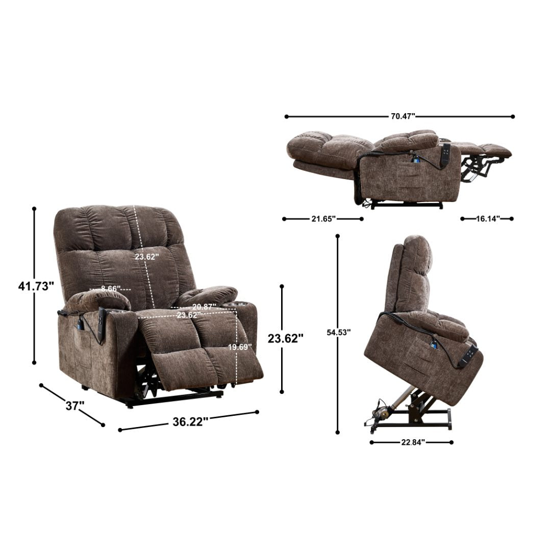 Power Lift Recliner Chair for Elderly Infinite Position with Heat and Massage