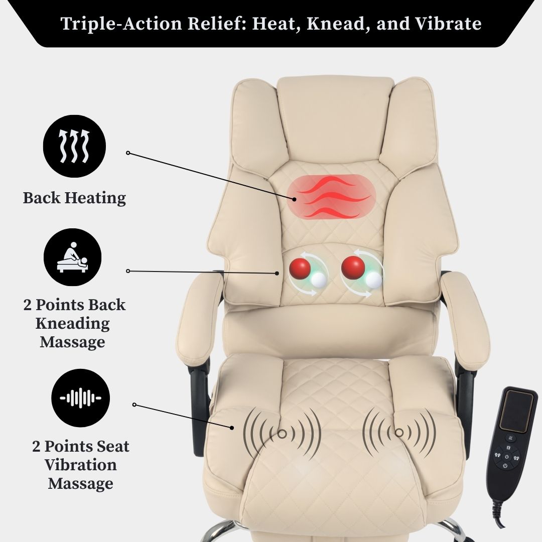 Ergonix Heated & 2-Point Kneading Massage Reclining Office Chair