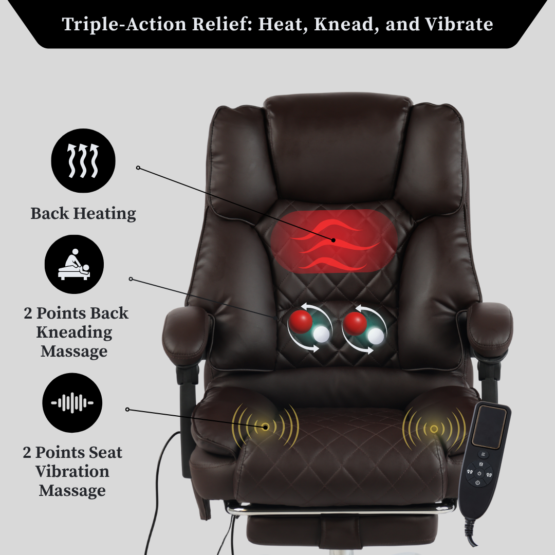 Ergonix Heated & 2-Point Kneading Massage Reclining Office Chair