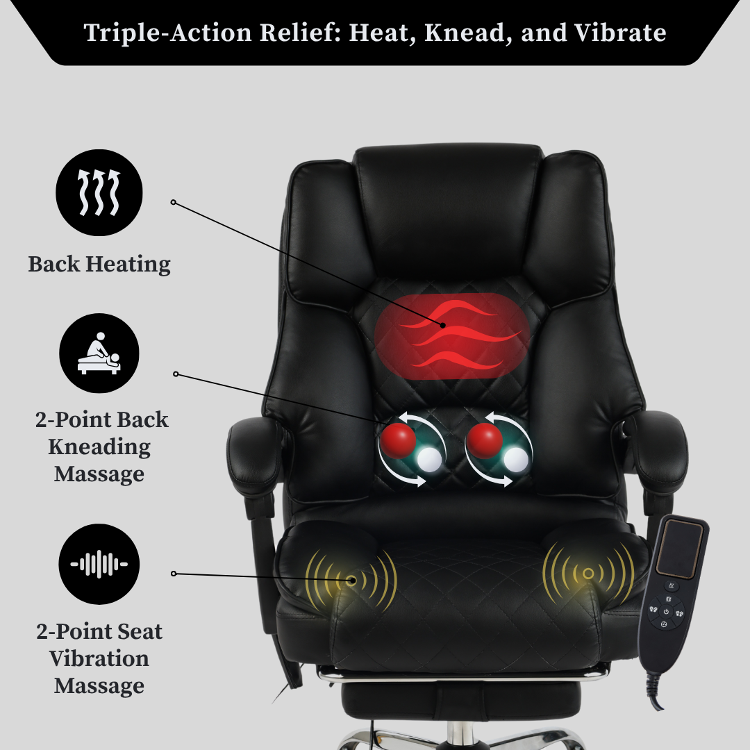 Ergonix Heated & 2-Point Kneading Massage Reclining Office Chair