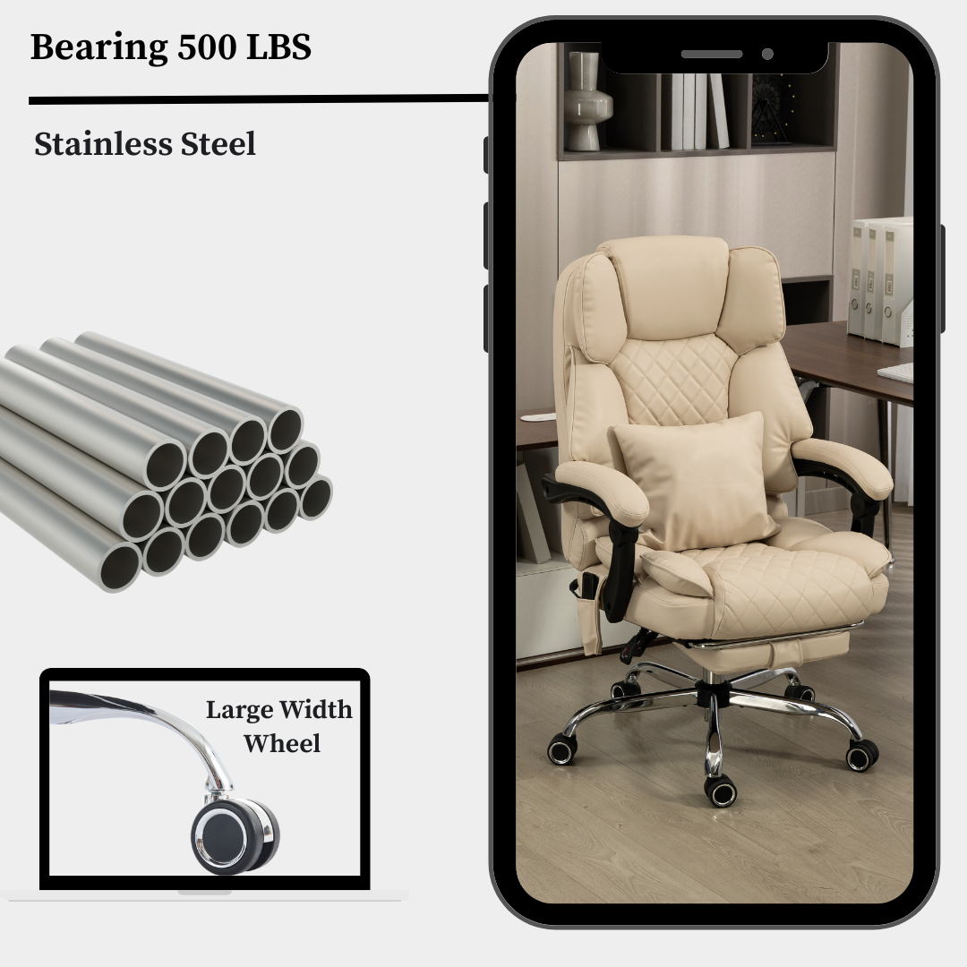 Ergonix Heated & 2-Point Kneading Massage Reclining Office Chair