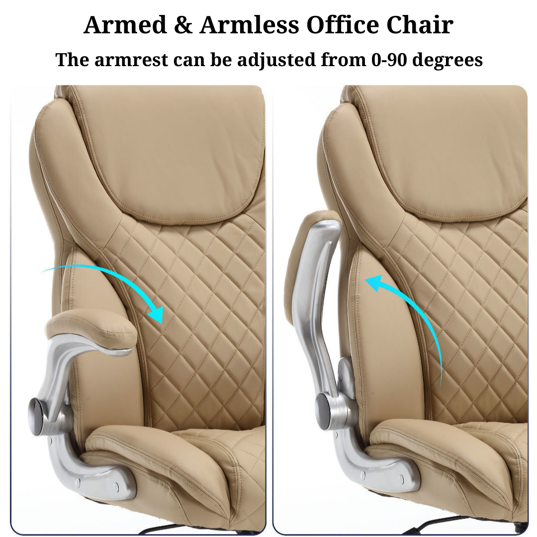 Ergonomic Office Chair with Adjustable Armrest & Reclining Function (Leather Fabric)