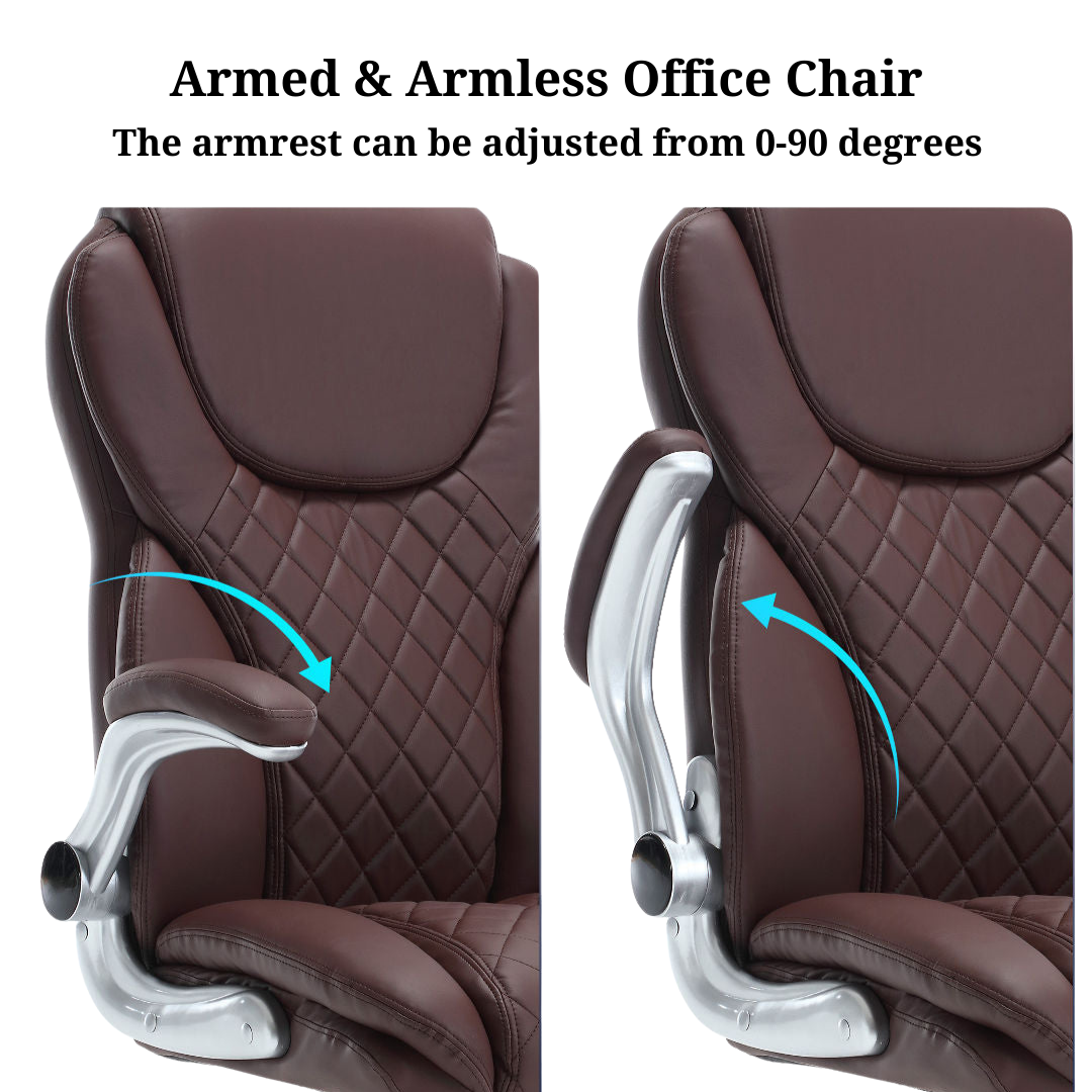 Ergonomic Office Chair with Adjustable Armrest & Reclining Function (Leather Fabric)