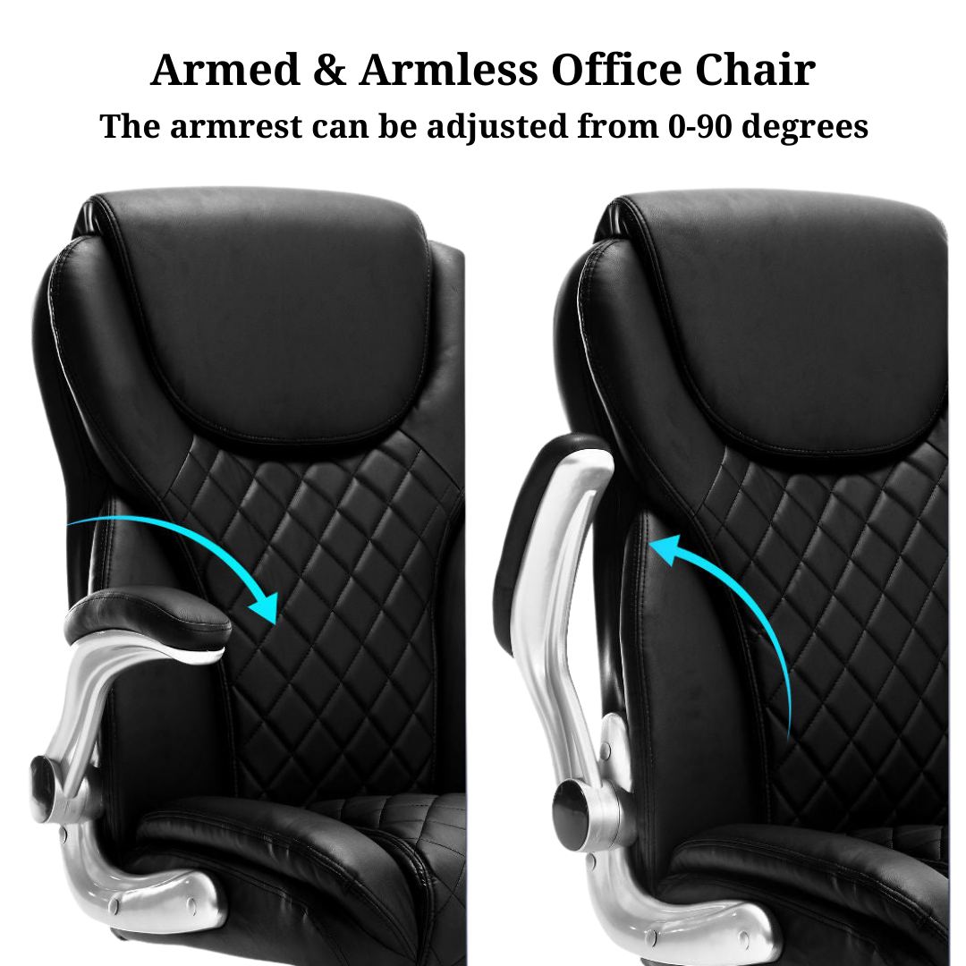 Ergonomic Office Chair with Adjustable Armrest & Reclining Function (Leather Fabric)