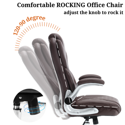 Ergonomic Office Chair with Adjustable Armrest & Reclining Function (Leather Fabric)