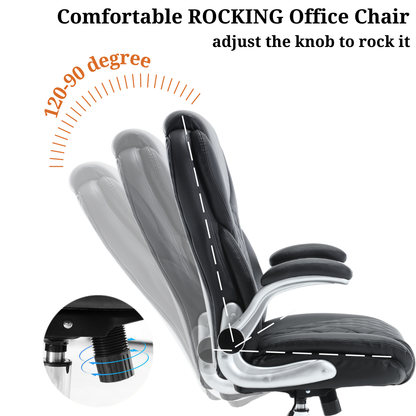 Ergonomic Office Chair with Adjustable Armrest & Reclining Function (Leather Fabric)