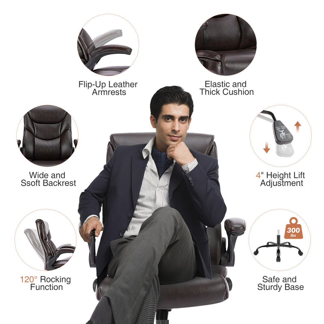 Ergonomic Office Desk Chair in PU Leather