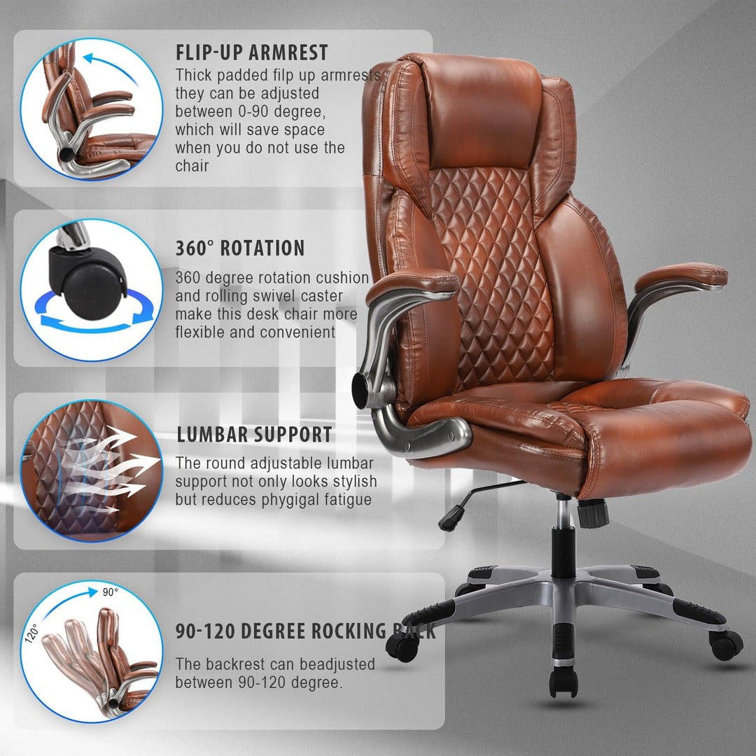 Leather Office Chair with Flip up Arms