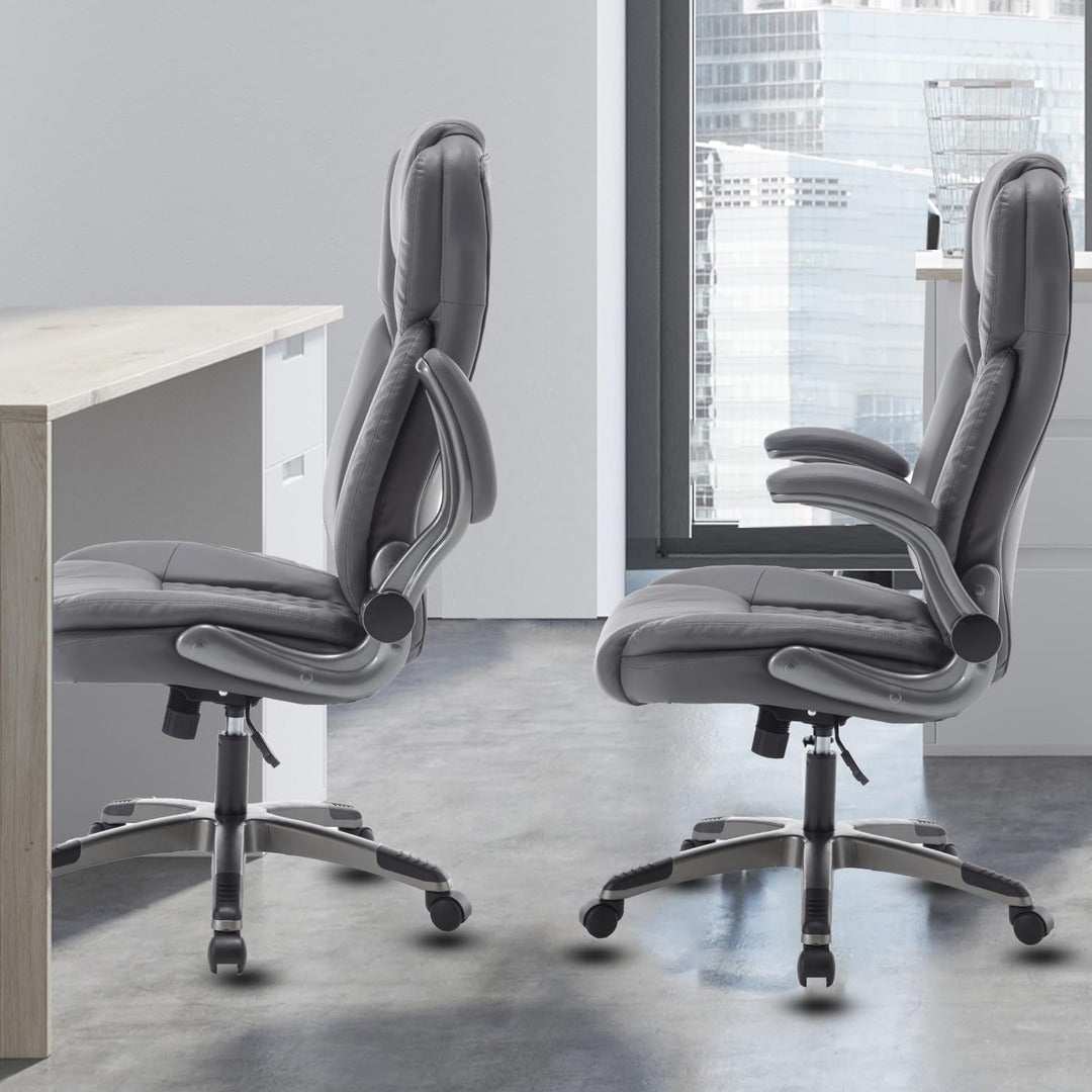 Leather Office Chair with Flip up Arms