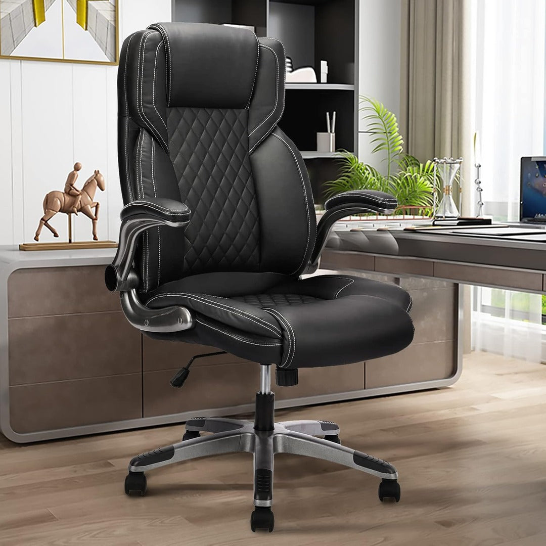 Leather Office Chair with Flip up Arms