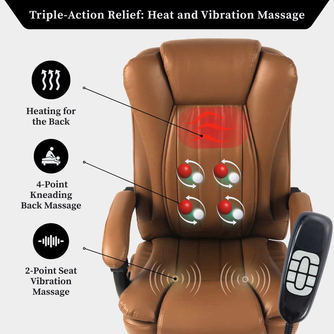 Orbis Heated & 4-Point Kneading Massage Reclining Office Chair