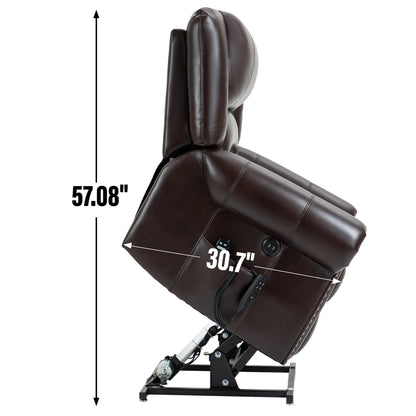 Dual Motor Leather Fabric Power Lift Recliner Chair with Heat and Massage Functions