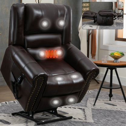 Dual Motor Leather Fabric Power Lift Recliner Chair with Heat and Massage Functions