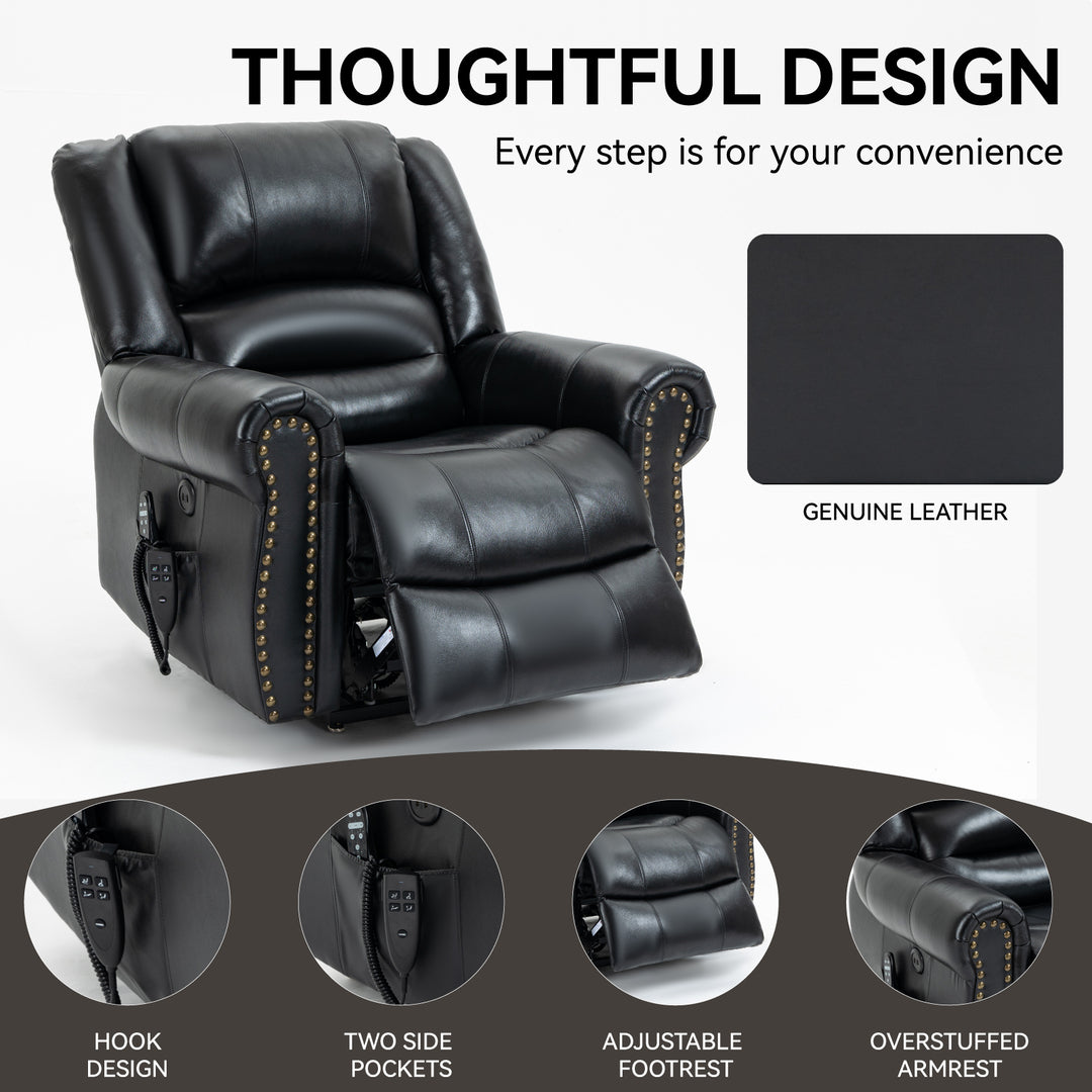 Dual Motor Leather Fabric Power Lift Recliner Chair with Heat and Massage Functions