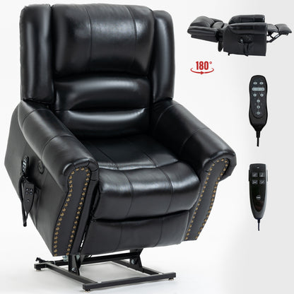 Dual Motor Leather Fabric Power Lift Recliner Chair with Heat and Massage Functions