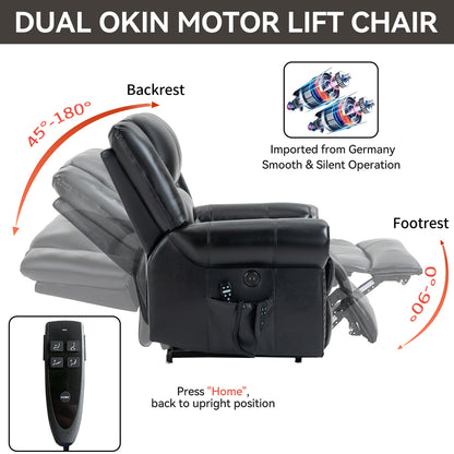 Dual Motor Leather Fabric Power Lift Recliner Chair with Heat and Massage Functions