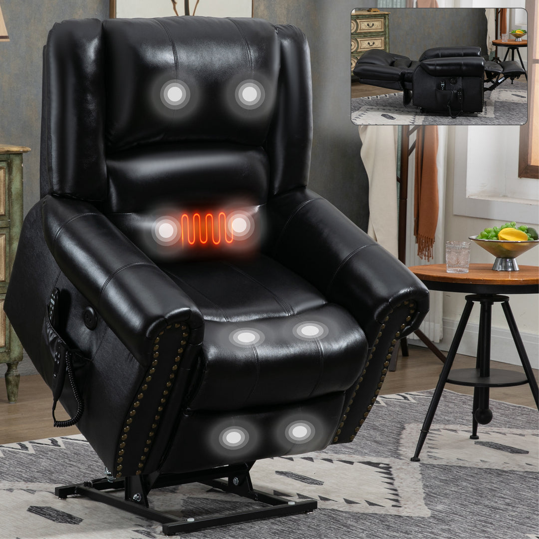 Dual Motor Leather Fabric Power Lift Recliner Chair with Heat and Massage Functions