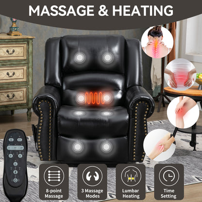 Dual Motor Leather Fabric Power Lift Recliner Chair with Heat and Massage Functions