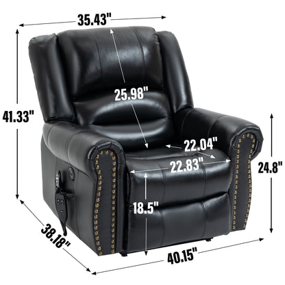 Dual Motor Leather Fabric Power Lift Recliner Chair with Heat and Massage Functions