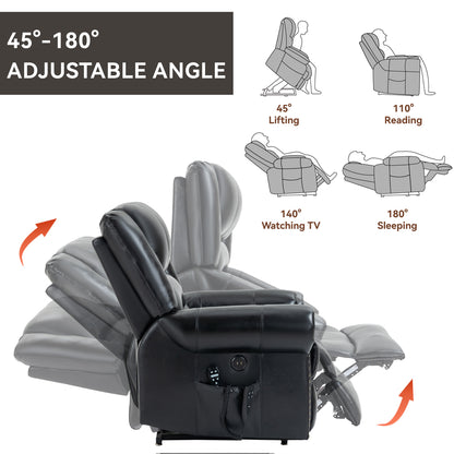 Dual Motor Leather Fabric Power Lift Recliner Chair with Heat and Massage Functions