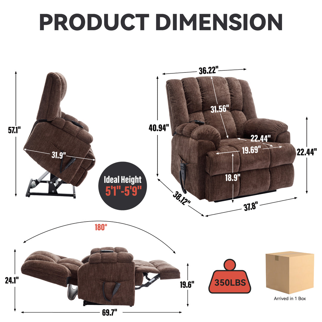 Heavy Duty Dual Motor Electric Power Lift Recliners with Power-Remote