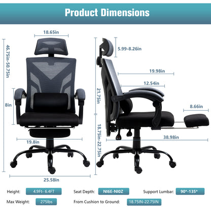 Ergo Task Office Chair with Lumbar Pillow