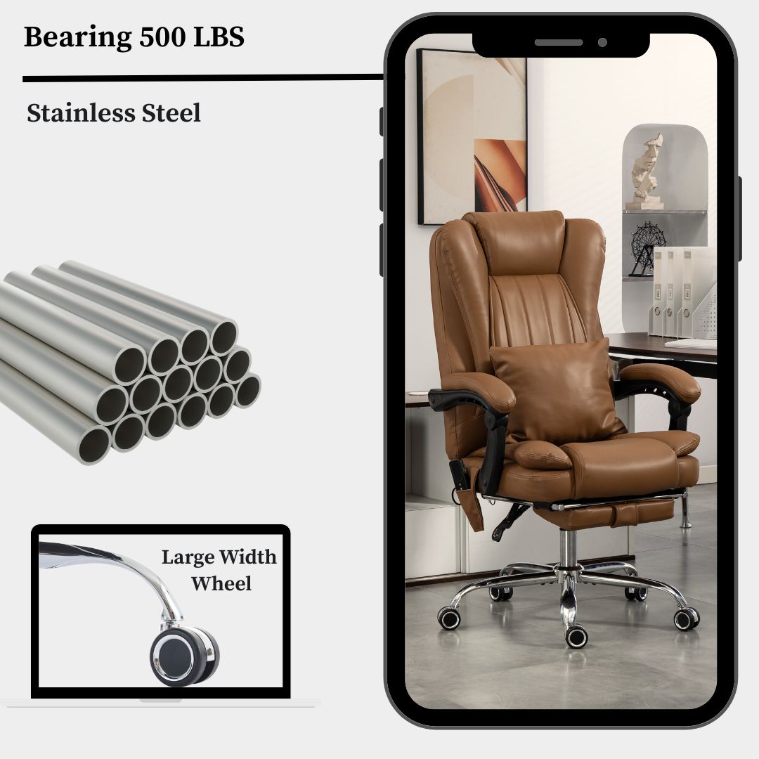 Orbis Heated & 4-Point Kneading Massage Reclining Office Chair