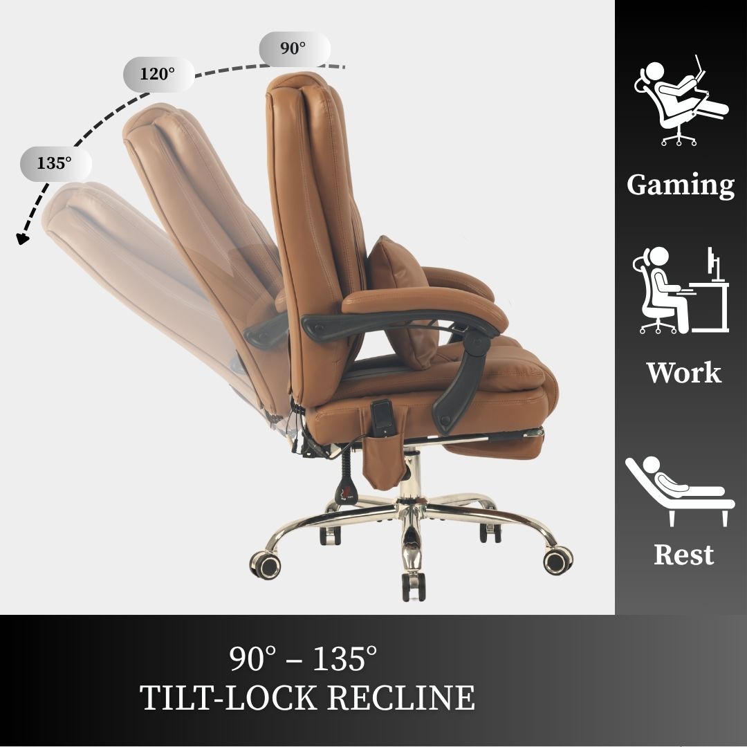 Orbis Heated & 4-Point Kneading Massage Reclining Office Chair