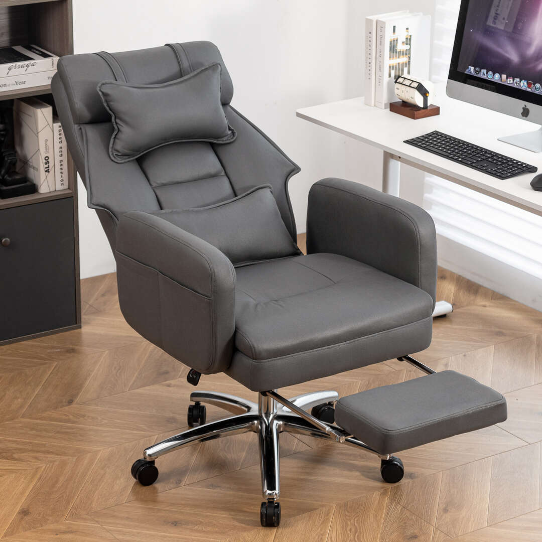 High Back Tall Executive Office Chair With Footrest and Recliner