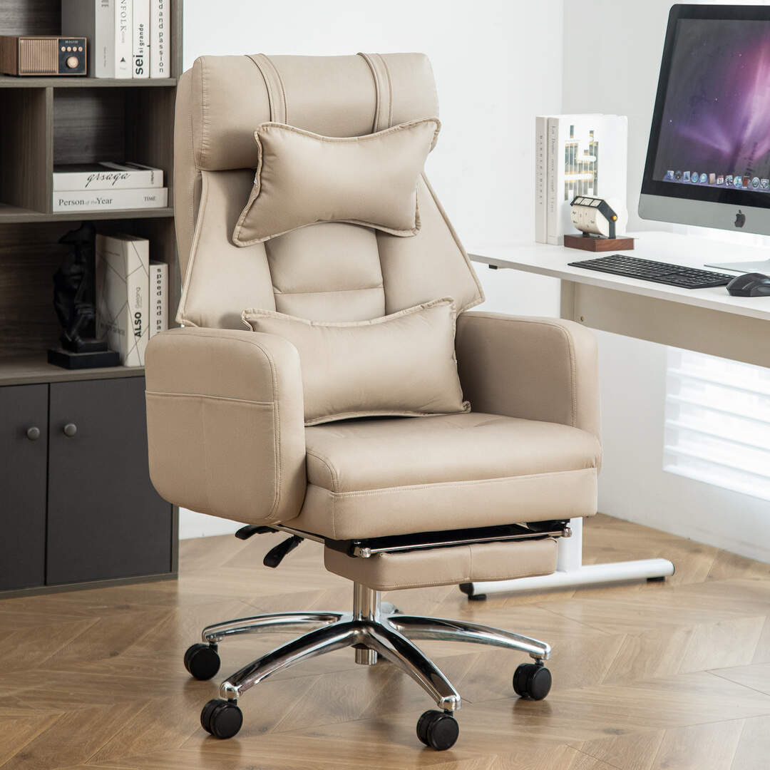 High Back Tall Executive Office Chair With Footrest and Recliner