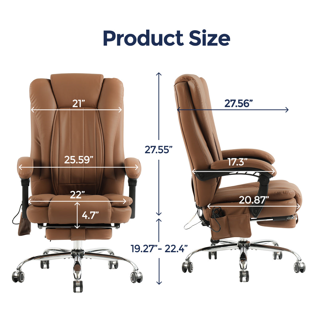 Orbis Heated & 4-Point Kneading Massage Reclining Office Chair